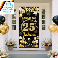Deko 25 Geburtstag Mann Frau Banner - Schwarz Gold Legende Seit 25 Jahren TüRban