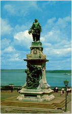 Samuel de Champlain Monument in Quebec City Canada 1960s Chrome Postcard