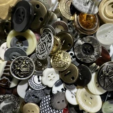 COOL MIX! 100 pcs MIXED LOT of OLD-VINTAGE & NEW Buttons ALL TYPES & SIZES