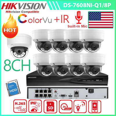 Hikvision 8CH 8POE NVR 5MP Smart Hybrid light ColorVu Camera Security System Lot