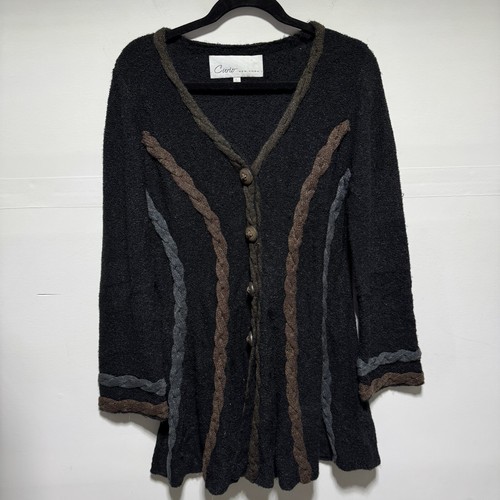 Curio {Anthropologie} Black Long Sleeved Chunky Button Down Cardigan Size Large - Picture 6 of 6
