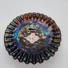 Antique Carnival Glass - Dark Purple Amethyst " Dugan Cherries " 6" Bowl Mint