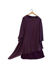 TAHARI Arthur S Levine Plus Size 22 Plum Layered Dress Flowing Bell Sleeves