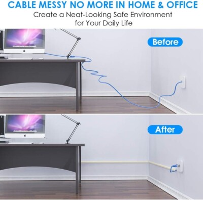 Cord Cover Wall, 142in One-Cord Channel Cord Hider Wall, Mini Size Wire Covers f