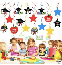 Kindergarten Graduation Hanging Swirls Party Decorations -Preschool 25 CT 