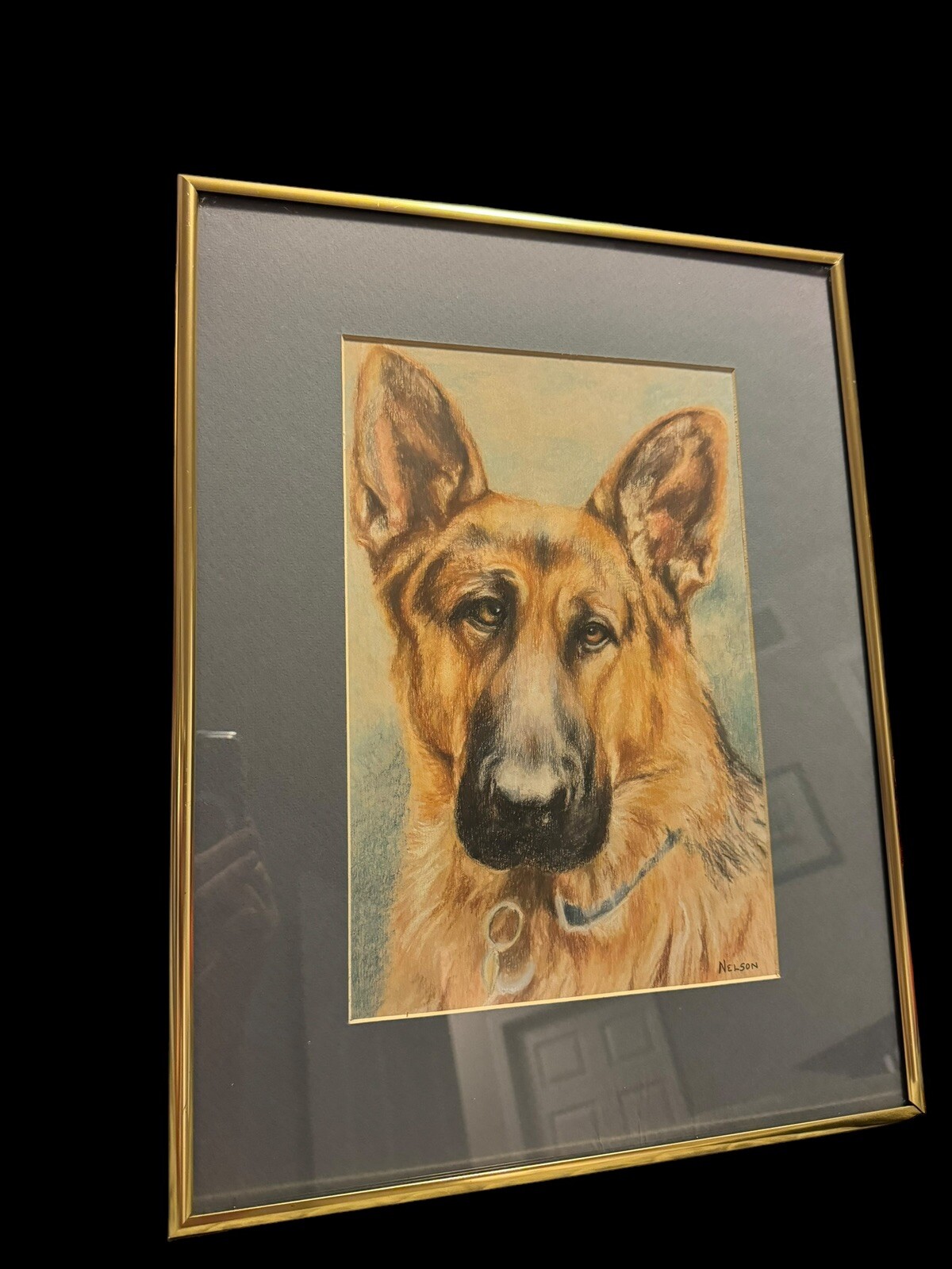 Barbara Nelson Noble & Kind German Shepherd Pencils Matted Framed Art-image
