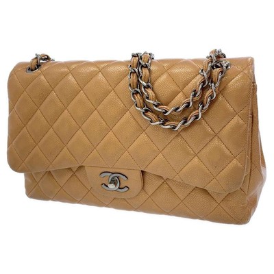 CHANEL Matelasse double flap Size 30 Caviar Leather MetalicBrown  