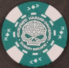 MURPHY'S HD~ (IRLANDA) Verde/Blanco AKQJ #2~ CHIP DE PÓQUER INTER'NL HARLEY DAVIDSON