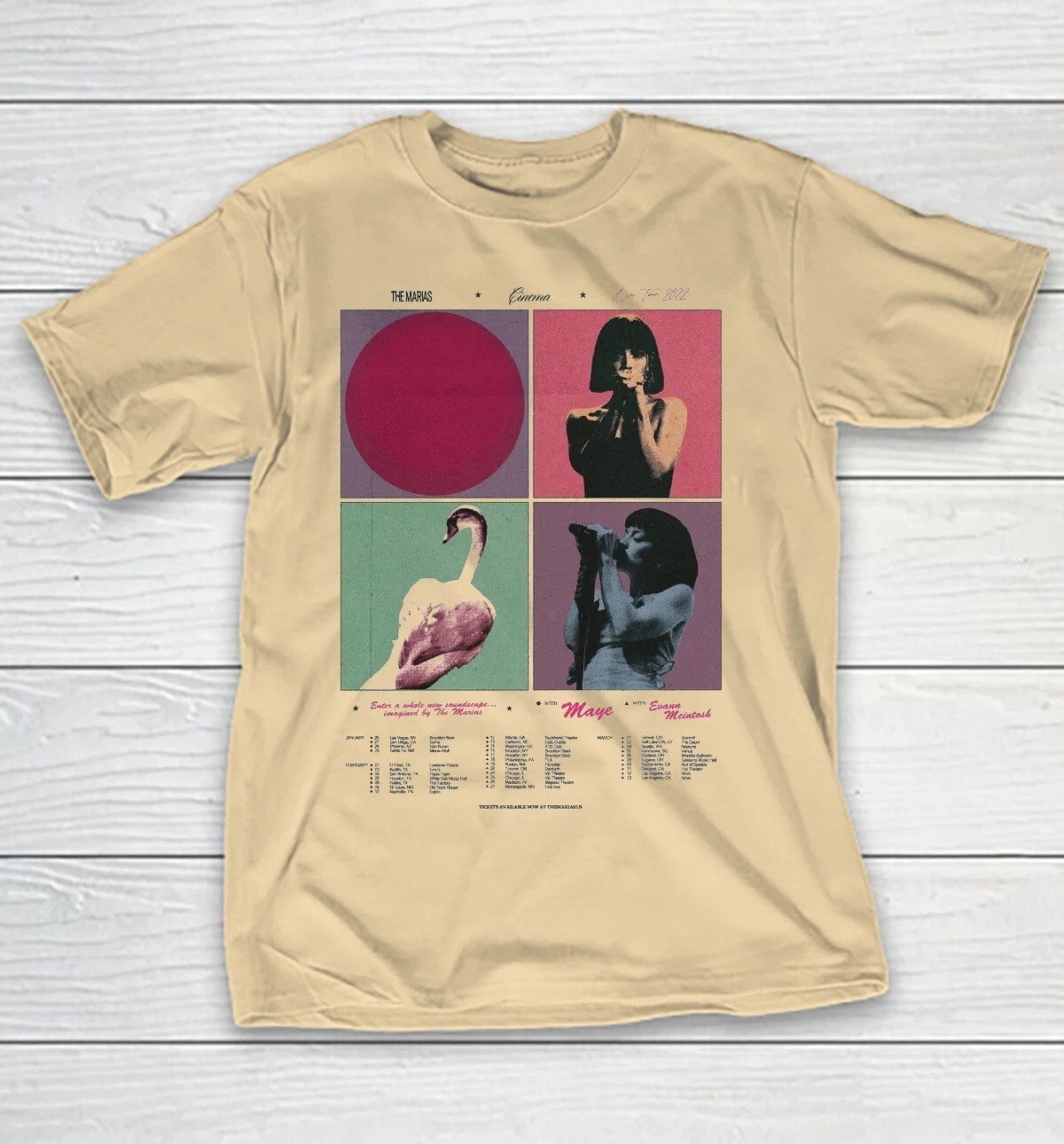 Collection The Marias Tour Gift For Fans S to 5XL Unisex Sand T-shirt BL1380