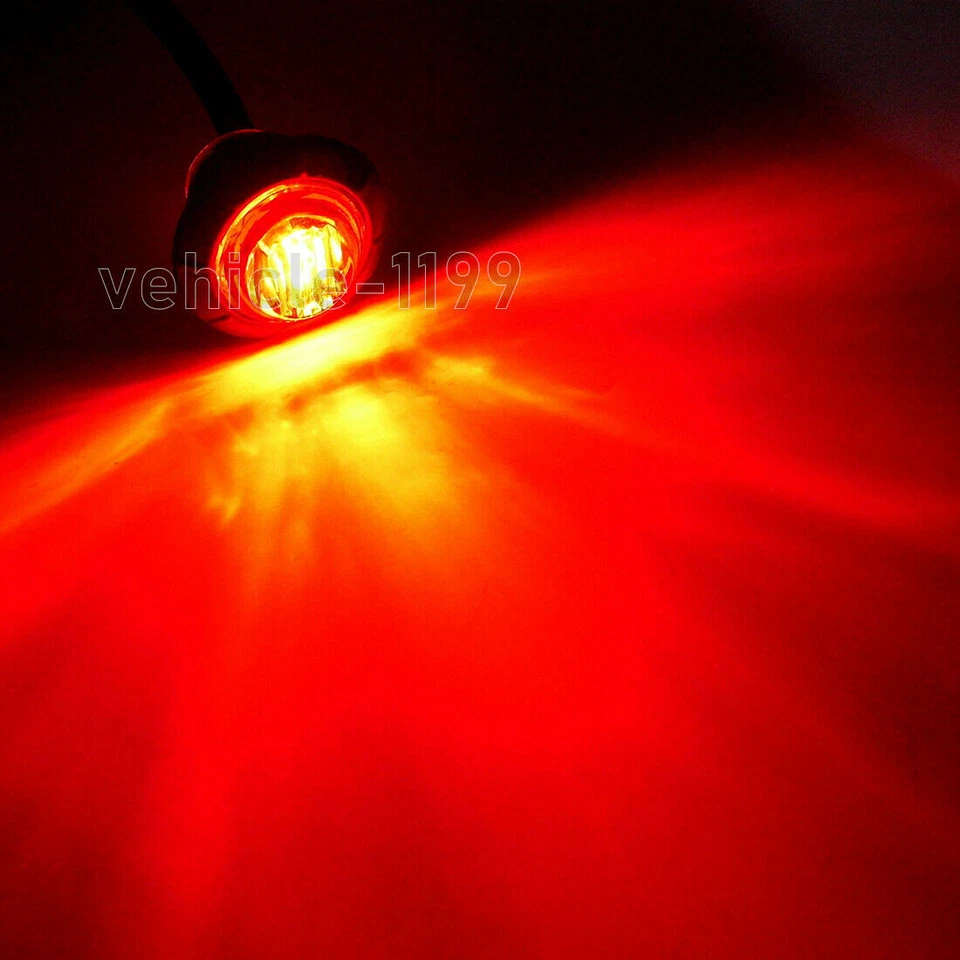 100x Round 3/4"Red LED Bullet Truck Trailer Side Marker Lights W/Stainless Bezel - Image 2 of 4