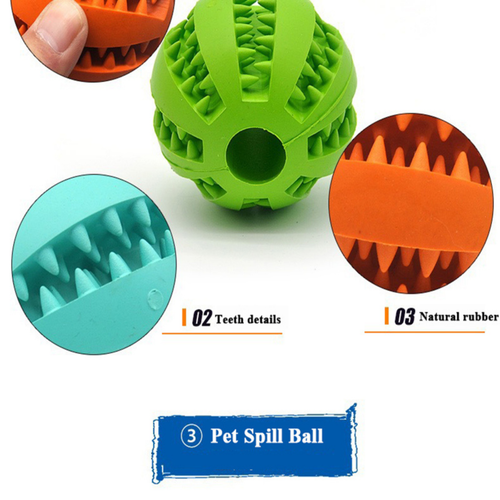 Pet Toy Dog Chew Ball Food T-reat Interactive for Dental Clean Tooth Teething - Picture 3 of 13