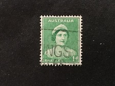 1938 AUSTRALIA DEFINITIVES P13½ COFA WMK 1D RED GREEN QUEEN ELIZABETH - USED