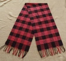 Cashmink contemporary buffalo check scarf / muffler, red & black, 11.25" x 60"