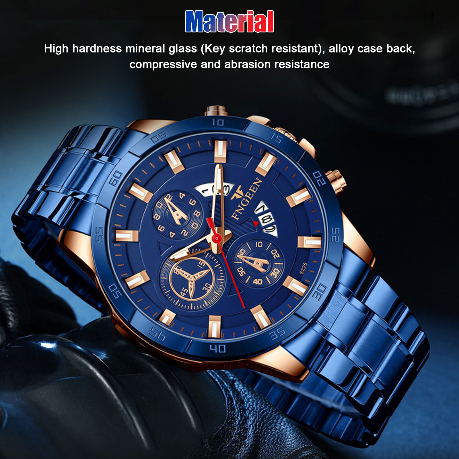 Casual Luxury Stainless Steel Waterproof Quartz Wrist Watch for Men