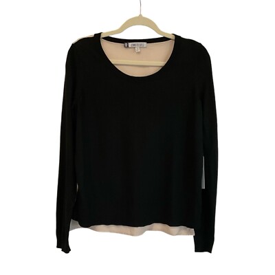 Jennifer Lopez Black Pink Sheer Back Sweater Top Long Sleeve Clean Girl JLO NWT