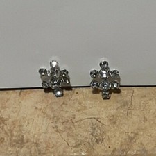 Vintage Silver Tone Clear Stone Screw Back Earrings, Beautiful, Light Catching