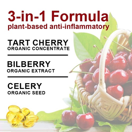 Organic Tart Cherry Extract 1200mg Uric Acid Cleanse Antioxidant Sleep Supoort - 第 2/7 張圖片