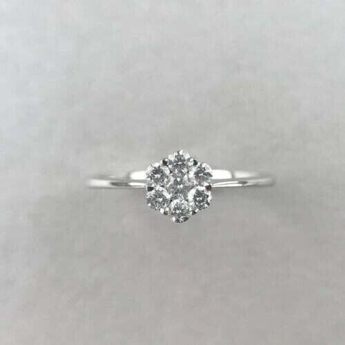 1.2CT Round Cut Real Moissanite Engagement Band Ring 14K White Gold Plated - Picture 2 of 8