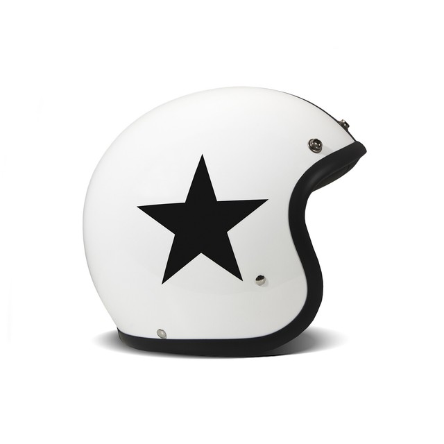 Casque Jet Café Racer DMD RETRO Étoile Blanc Noir Brillant
