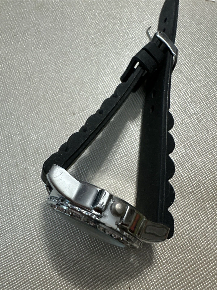 Geneva Silicone Band Stainless Steel Back Water Resistant Faux Diamond Watch - Image 3 of 4