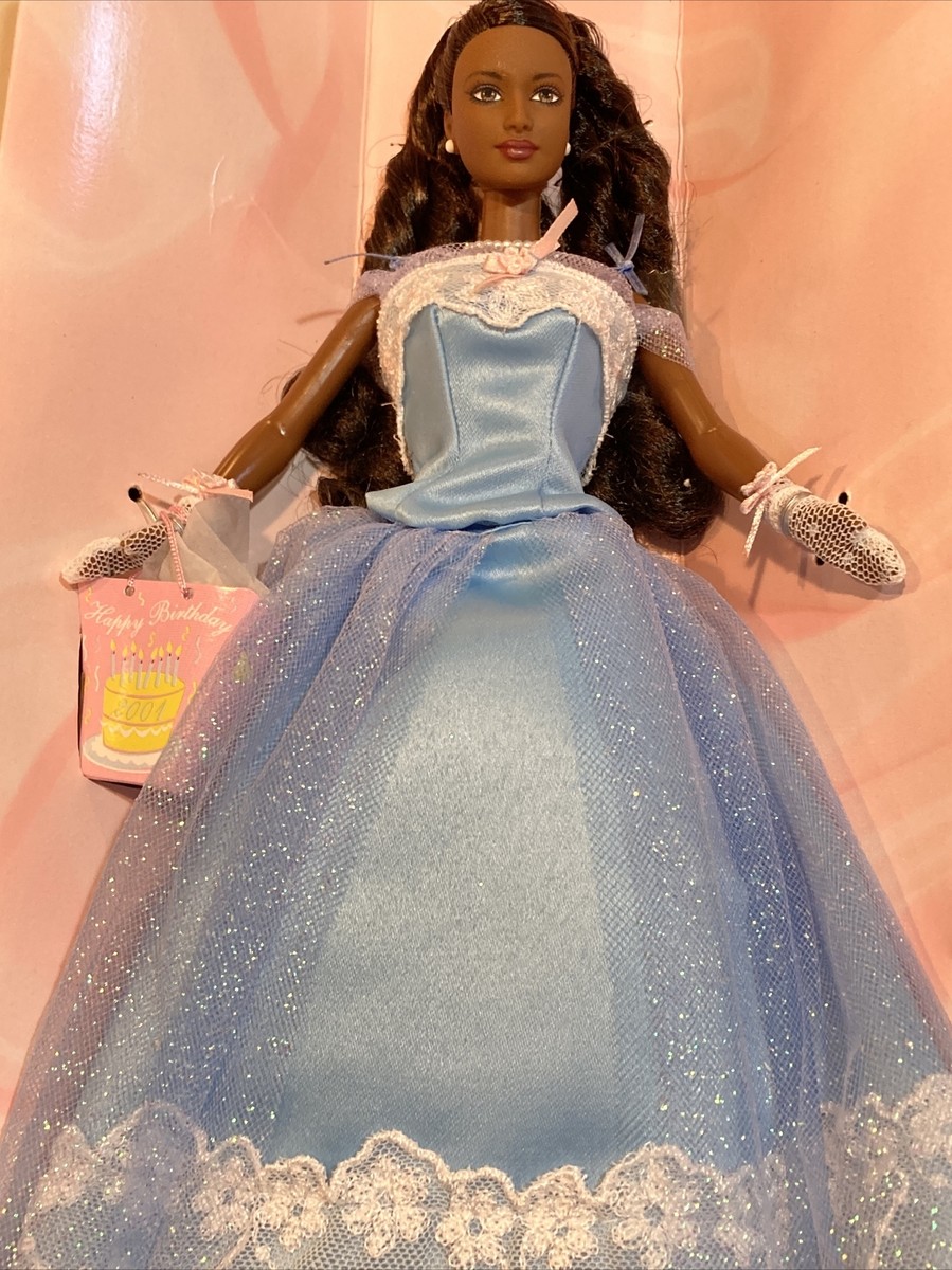birthday wishes black barbie blue dress 2000s 2000 AA – Sell4Value wrapped and ready to give with a special card on the front for you to sign Happy Birthday Barbie 2000 Year