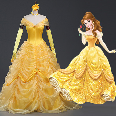 Beauty and the Beast Belle Disney Cosplay Kostüm Abend-kleid lang