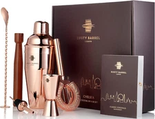 Rusty Barrel Chelsea Cocktail Shaker Set | Cocktail Making Set with Rose Gold Co