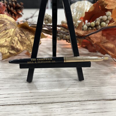 Vintage The Greenwich Mill Elevator Co Retractable Ink Pen Gold Retractic