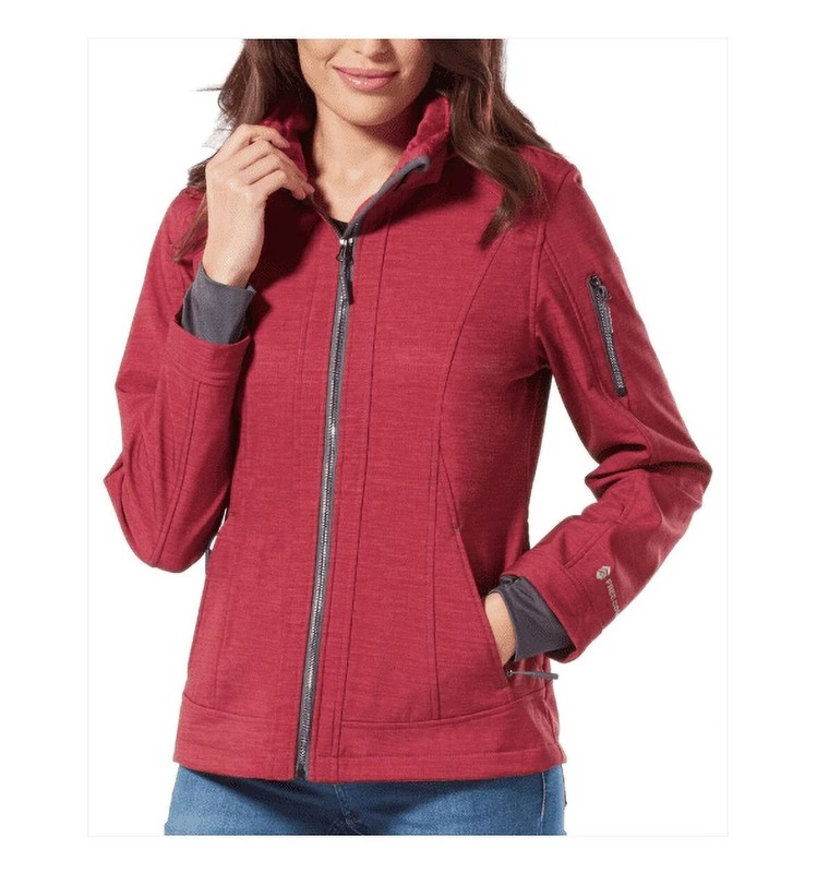 Free Country Women's Super Softshell Jacket with Faux Fur Inner Lining Sz XL Red