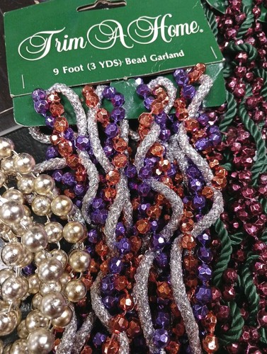 Vintage Lot Christmas Tree Bead Garland, 5 Strands 9-12 Ft NEW - Picture 8 of 8