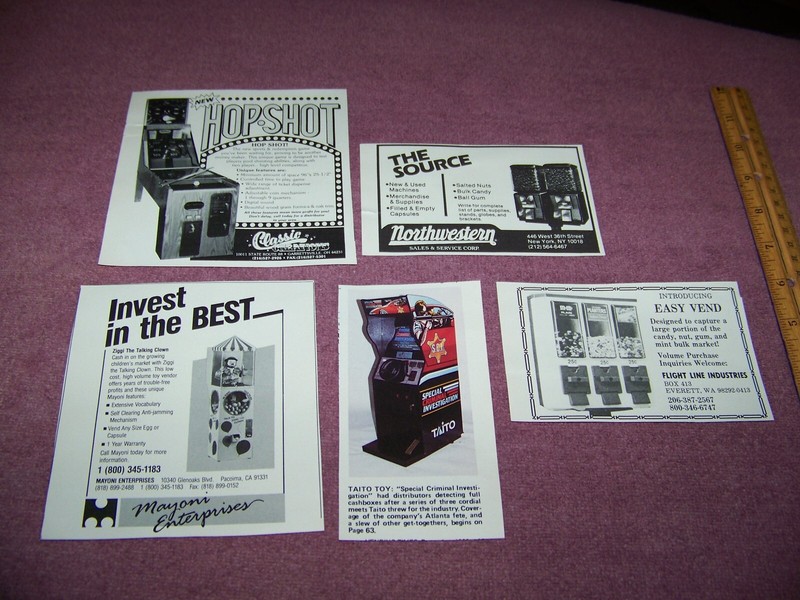 Vintage Arcade Game Ads & Articles 1989 Mixed Lot Ziggy / Hot Shot & More
