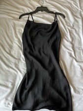 Forever 21 Black Satin Strappy Slip Dress Size M