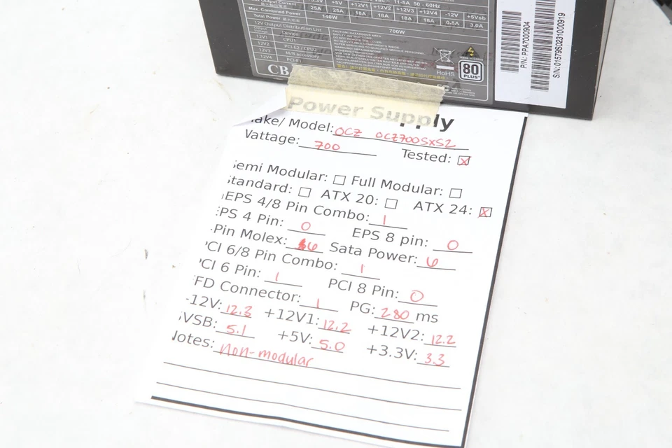 OCZ PPA7000510 OCZ700SXS2 20+4Pin Power Supply 700W C52 - Image 3 of 4