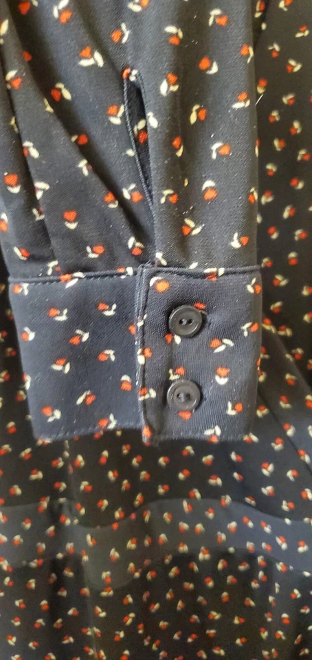 [The Limited] Vestido envolvente azul marino estampado floral pequeño para mujer Foto 3 de 4