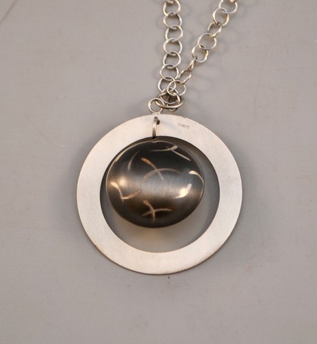 Frederic Duclos Designer Sterling Silver Necklace & Earrings Set Planet Saturn - Picture 7 of 9