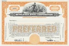 Bethlehem Steel Corporation. Stock Certificate. 