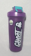 Ghost Lifestyle Classic Blender Bottle With Loop Shaker Purple Glitch NEW 28oz