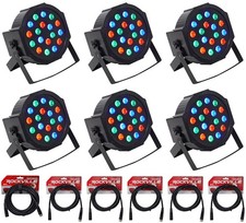  6 Rockville RockPAR50 LED RGB Compact Par Can DJ/Club DMX Wash Lights Cables