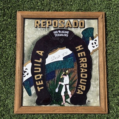 Vintage 1990er Tequila Herradura Reposado Glas gerahmtes Schild - Import aus Mexiko