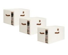 90L 3-Pack Comforter Storage Bag, Closet Organizers and Storage for Quilt, Sh...