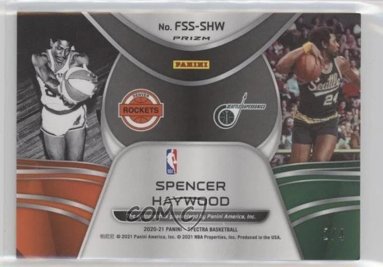 2020-21 Spectra Full Spectrum Signatures Asia Gold Prizm /4 Spencer Haywood Auto - Image 2 of 2
