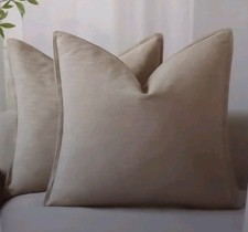  4 -Decorative Linen Pillow Covers-20x20 Inch-Natural Beige-NEW
