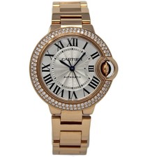 Cartier WE902064 Ballon Bleu 33mm 3682 Rose Gold Diamonds AUTOMATIC #1337-1