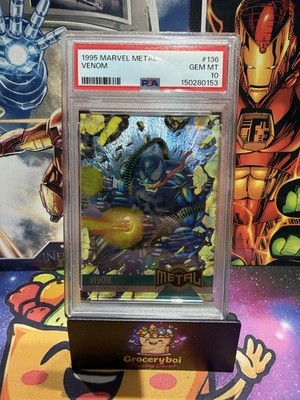 その他 1995 l Marvel Venom Alternate M Card 1995 Metal Marvel Venom Alternate M Card #136 PSA 10 Gem Mint SP