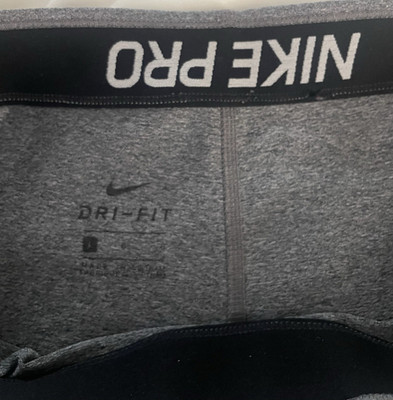 Nike Pro Dri-FIT Women's Capri Leggings M Gray/Black Compression Stretch