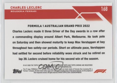 2023 Topps Chrome Formula 1 Grand Prix Driver of the Day Charles Leclerc 10vb - Bild 2 von 3
