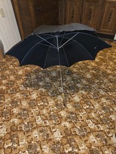 Black Antique Umbrella With Carved Wooden J Handle