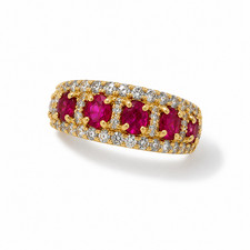 K18 Yellow Gold Ruby & Diamond Eternity Style Ring – Size 15