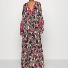 Farm Rio Maxi, Leopard Toucan, Relaxed, Long Sleeve, Small, New! Retail $315