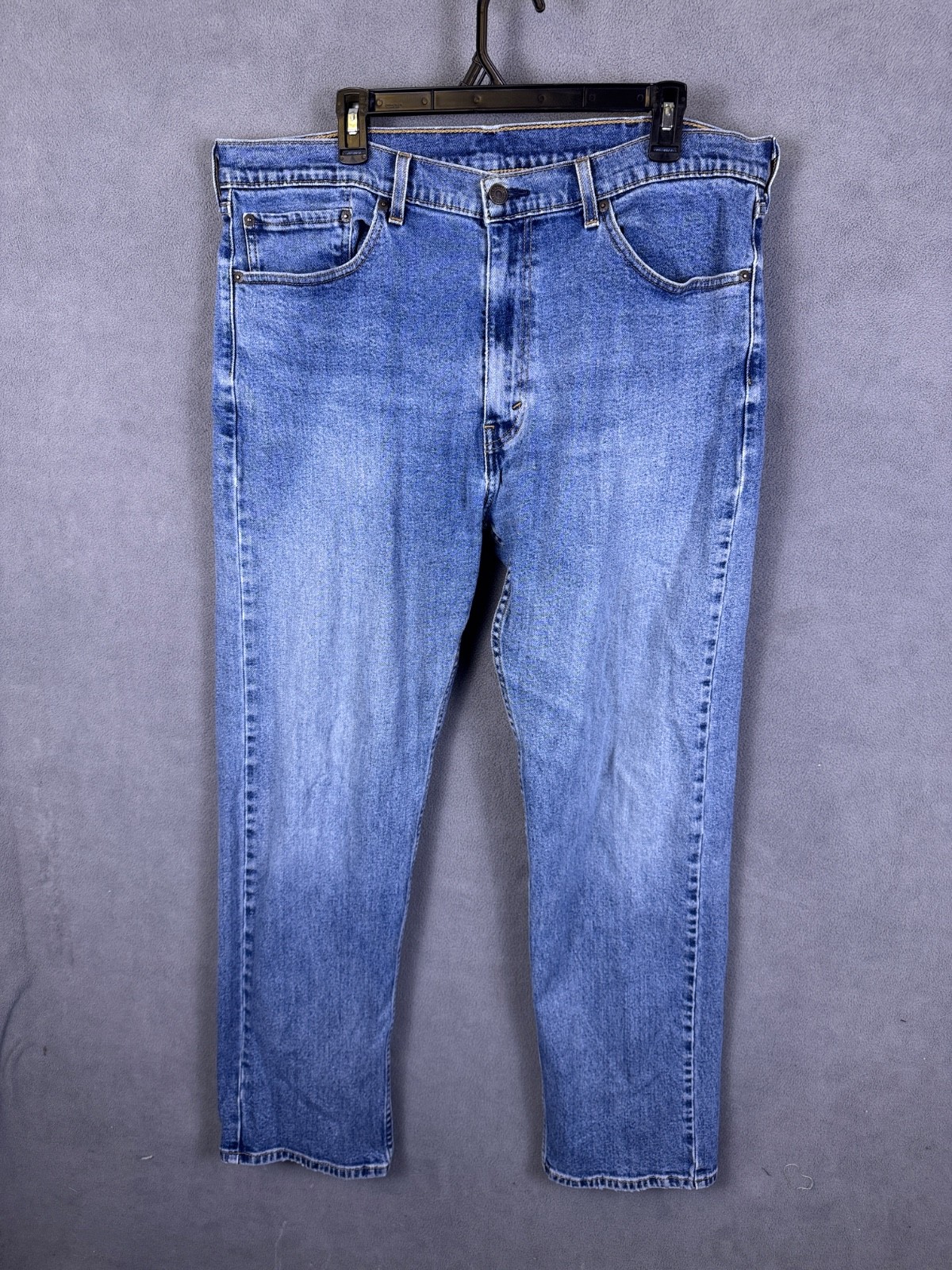 Levis 505 Jeans Mens 38x32 Blue Medium Wash Straight Leg Regular Stretch Denim